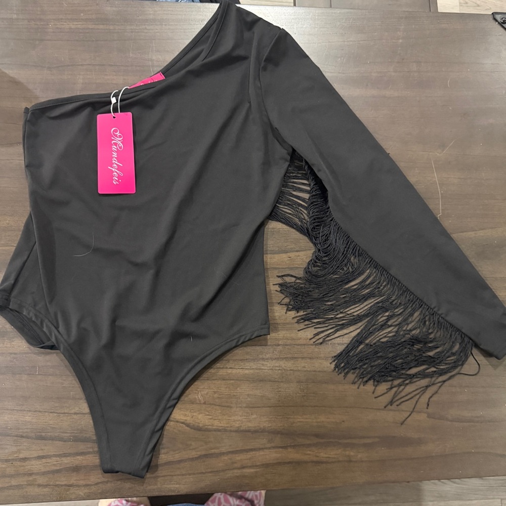 Black Fringe Bodysuit
